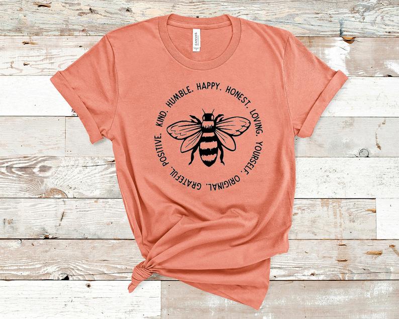 Bee Happy Tees for Men and Women Unisex