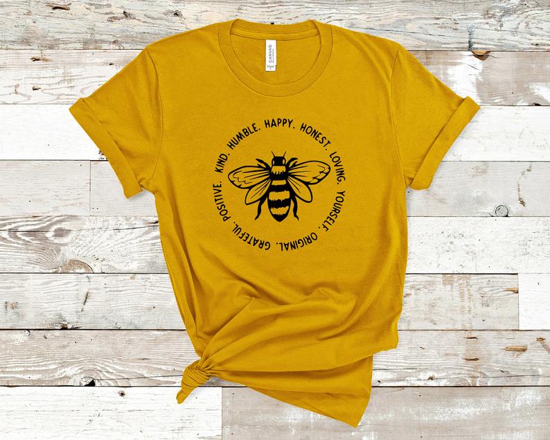 Bee Happy Tees for Men and Women Unisex