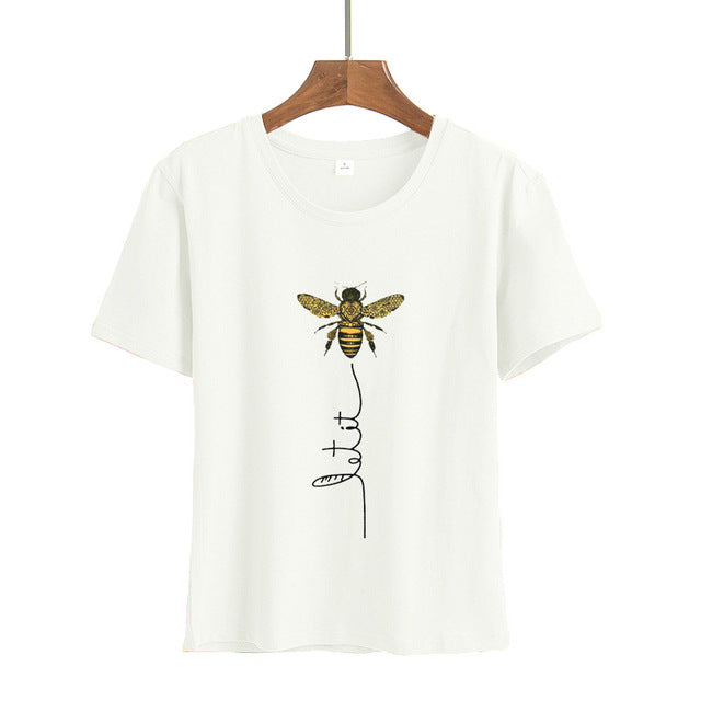 Bee Printed Crew neck Summer T-shirts