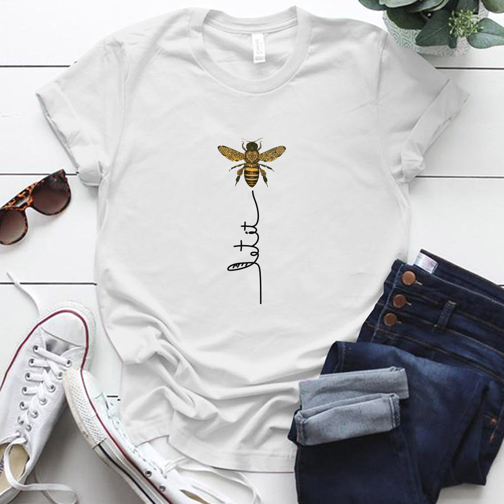 Bee Printed Crew neck Summer T-shirts