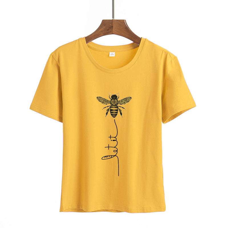 Bee Printed Crew neck Summer T-shirts