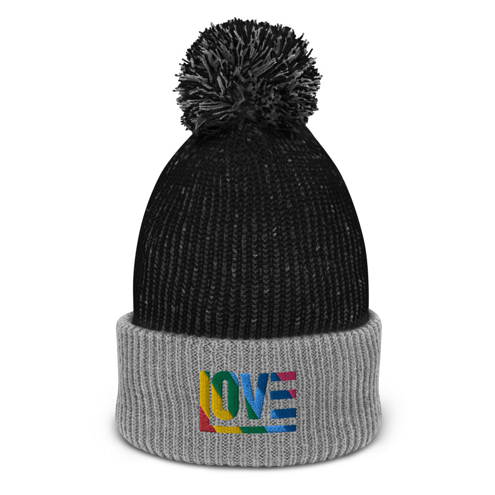 Rainbow Pom-Pom Beanie