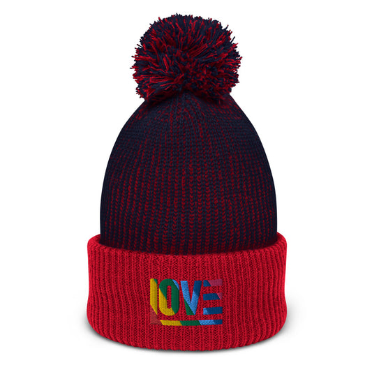 Rainbow Pom-Pom Beanie