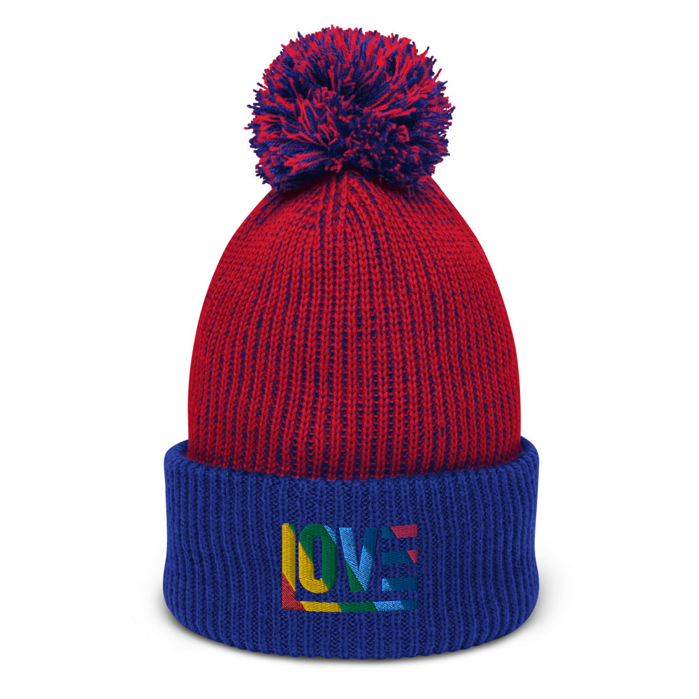 Rainbow Pom-Pom Beanie